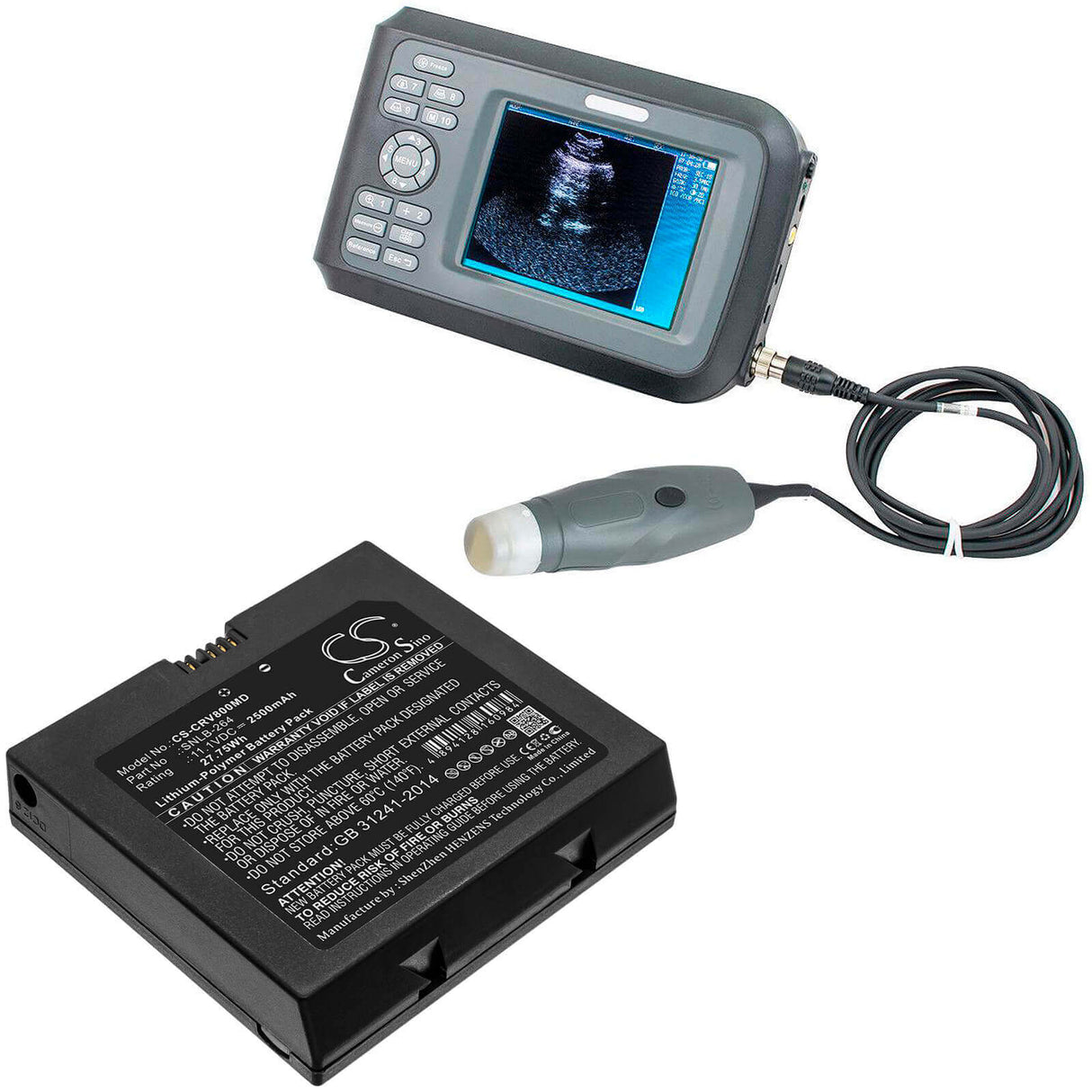 11.1V, Li-Polymer, 2500mAh, Medical battery fits Carejoy, Snlb-264, H8, Handheld Portable Ultrasound S, 27.75Wh Medical Cameron Sino Technology Limited (Medical)