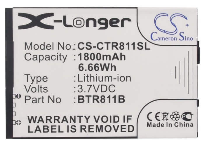 3.7V, Li-ion, 1800mAh, SmartPhone battery fits Casio, Btr811b, C811, Ca201, 6.66Wh Mobile, SmartPhone Cameron Sino Technology Limited (Smartphone)