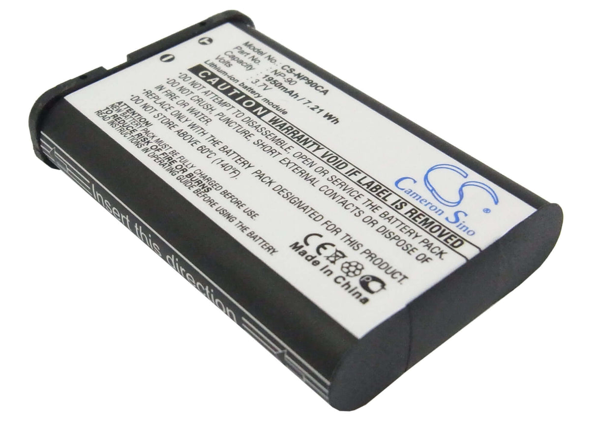 3.7V, Li-ion, 1950mAh, Camera battery fits Casio, Np-90, Exilim Ex-fh100, Exilim Ex-fh100bk, 7.215Wh Camera Cameron Sino Technology Limited (Camera)