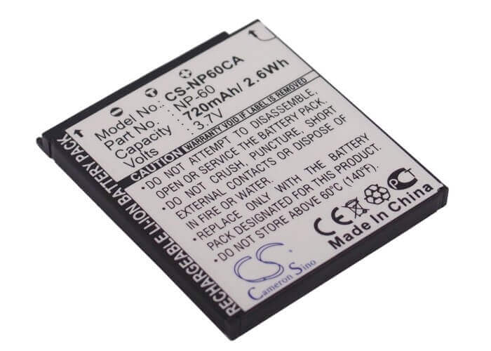 3.7V, Li-ion, 720mAh, Camera battery fits Casio, Np-60, Exilim Ex-fs10, Exilim Ex-fs10be, 2.664Wh Camera Cameron Sino Technology Limited (Camera)