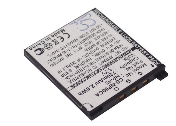 3.7V, Li-ion, 720mAh, Camera battery fits Casio, Np-60, Exilim Ex-fs10, Exilim Ex-fs10be, 2.664Wh Camera Cameron Sino Technology Limited (Camera)