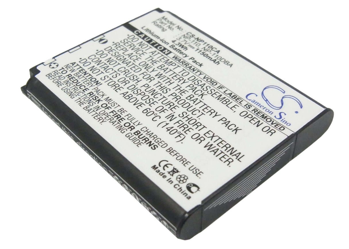 3.7V, Li-ion, 1150mAh, Camera battery fits Casio, Np-110, Exilim Ex-fc200s, Exilim Ex-fc500s, 4.255Wh Camera Cameron Sino Technology Limited (Camera)