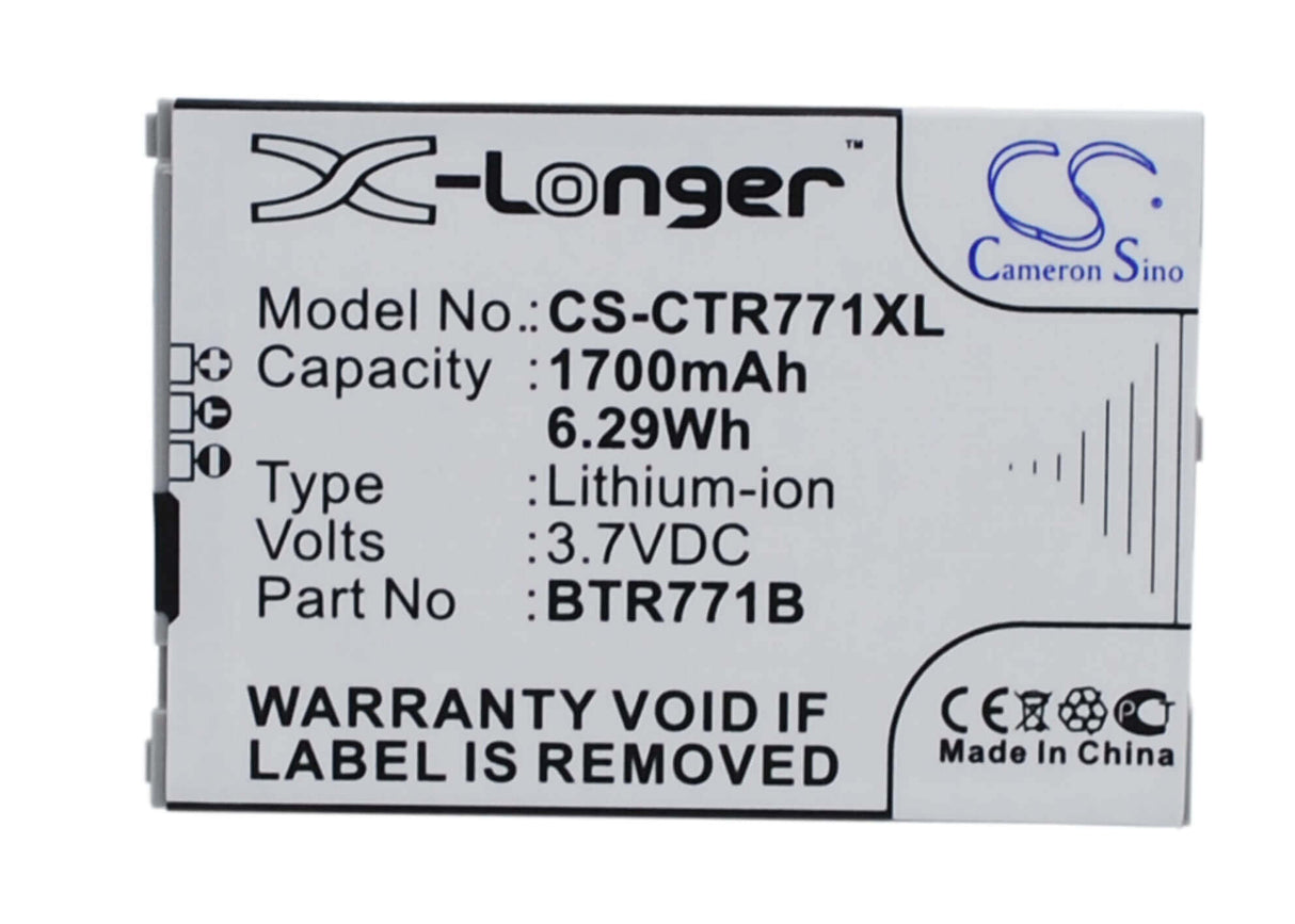 3.7V, Li-ion, 1700mAh, SmartPhone battery fits Verizon, Casio, Btr771b, C771, Gzone Commando C771, 6.29Wh Mobile, SmartPhone Cameron Sino Technology Limited (Smartphone)