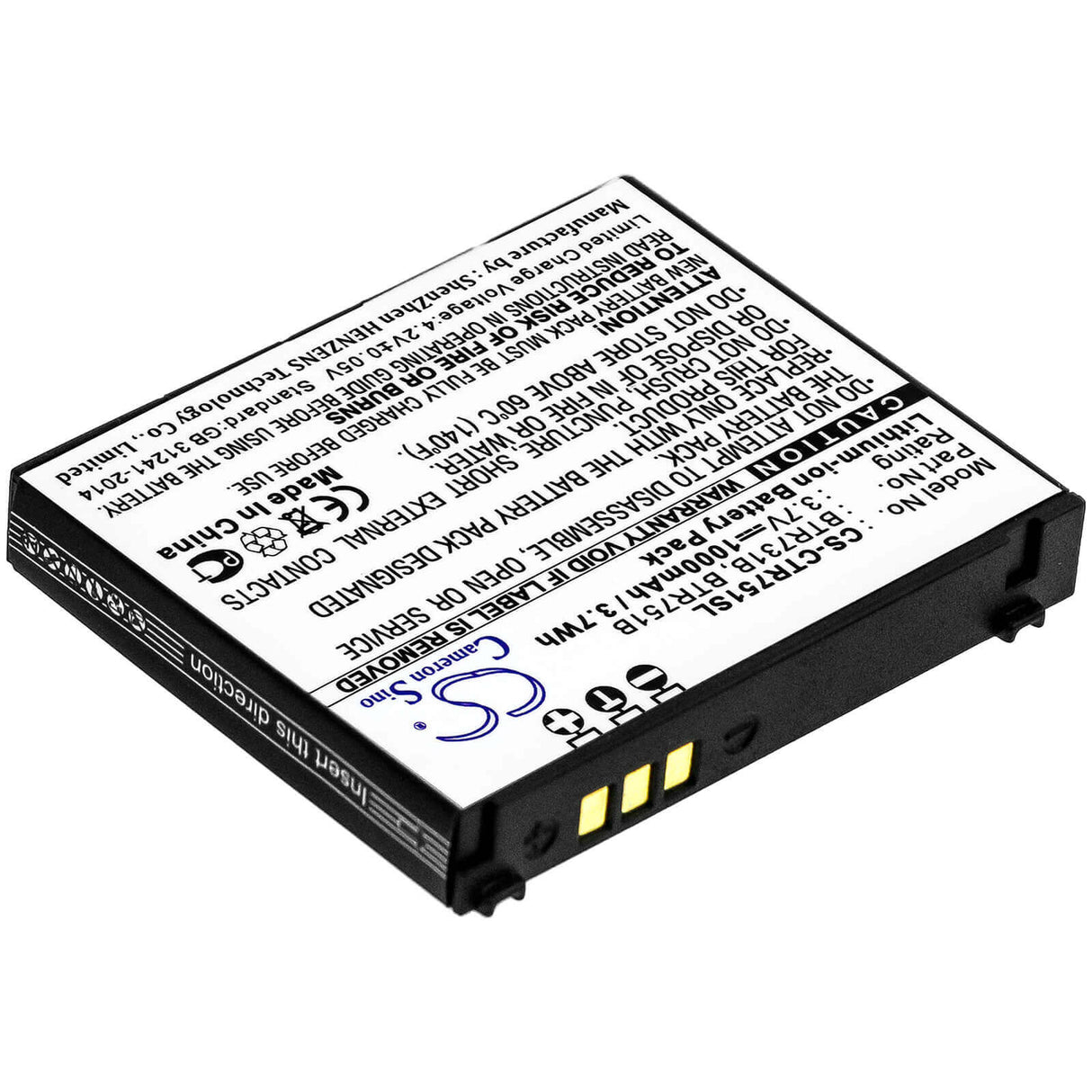3.7V, Li-ion, 1000mAh, SmartPhone battery fits Casio, Btr731b, C731, C751, 3.7Wh Mobile, SmartPhone Cameron Sino Technology Limited (Smartphone)
