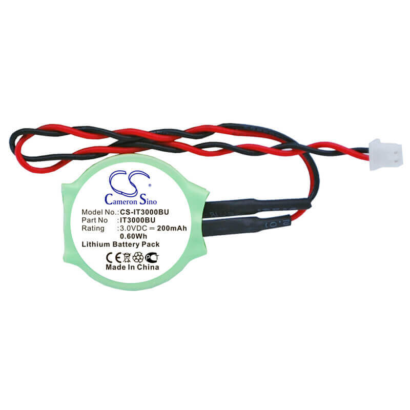3.0V, Lithium, 200mAh, CMOS / Batterie de secours compatible avec Casio, IT3000, IT3000m53e, 0.60Wh CMOS / BackUp Cameron Sino Technology Limited