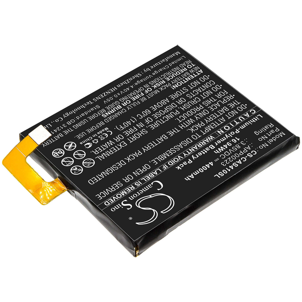 3.85V, Li-Polymer, 4400mAh, SmartPhone battery fits Cat, Caterpillar, App00223, S41, 16.94Wh Mobile, SmartPhone Cameron Sino Technology Limited (Smartphone)