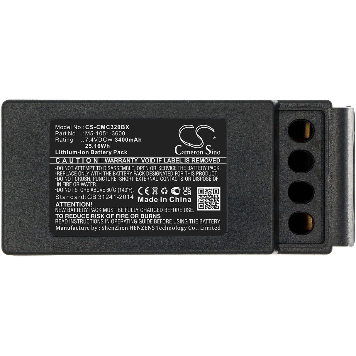 Crane Remote Battery For Cavotec, M9-1051-3600 Ex, Mc-3, Mc-3000 7.4v, 3400mah - 25.16wh Crane Remote Control Cameron Sino Technology Limited
