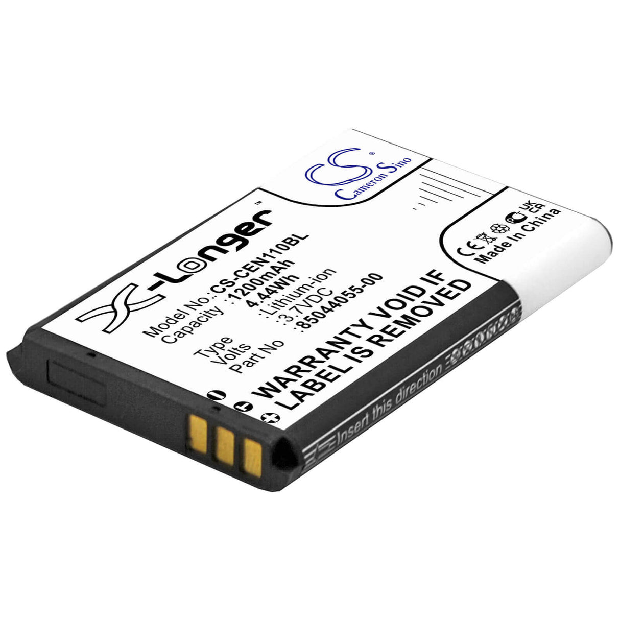 3,7V, Li-ion, 1200mAh, Batterie de terminal de paiement adaptée à Cce, 85044055-00, 1100 Neo, 4,44Wh Terminal de paiement Cameron Sino Technology Limited