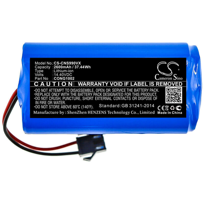14.4V, Li-ion, 2600mAh, Vacuum battery fits Solac, Neatsvor, Conga 1090, Conga 1090 Connected, Conga 1091, 37.44Wh Vacuum Cameron Sino Technology Limited
