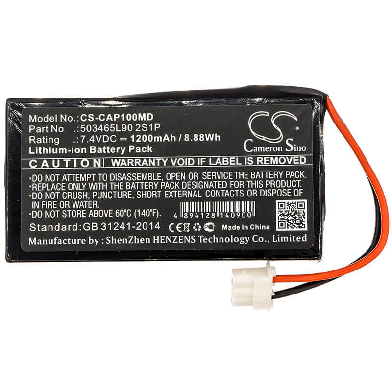 7.4V, Li-ion, 1200mAh, Medical battery fits Charmcare, 503465l90 2s1p, Accuro Pulse Oximeter, Accuro Tabletop Pulse Oximeter, 8.88Wh Medical Cameron Sino Technology Limited (Medical)