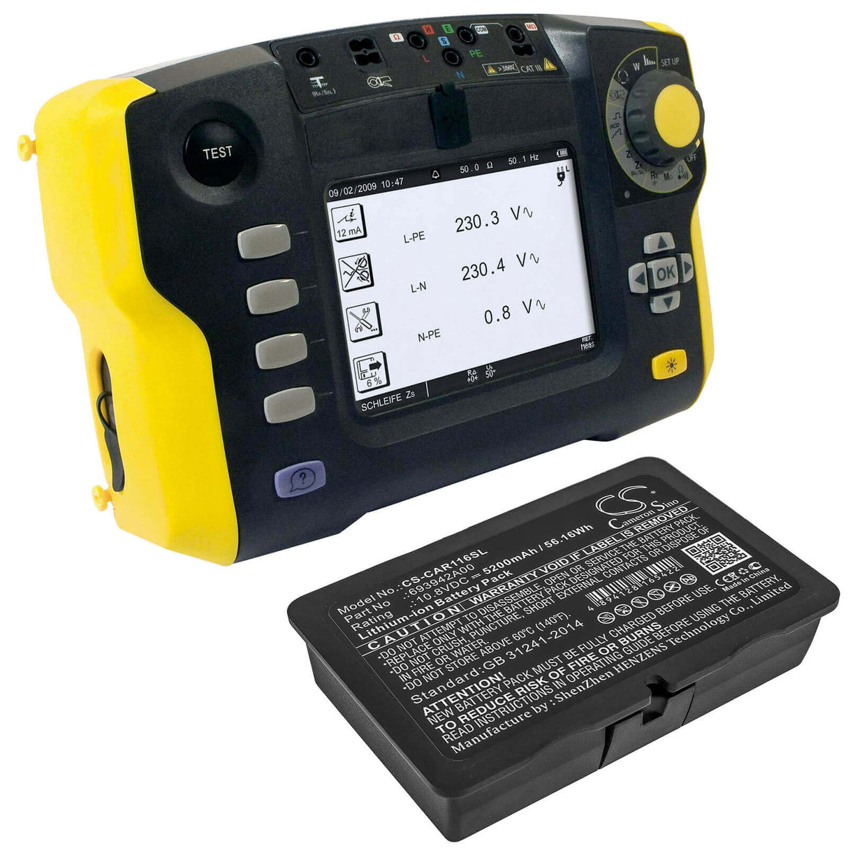10.8V, Li-ion, 5200mAh, Equipment battery fits Chauvin Arnoux, 693942a00, C.A 6116N, C.a 6117, 56.16Wh Equipment, Survey, Test Cameron Sino Technology Limited