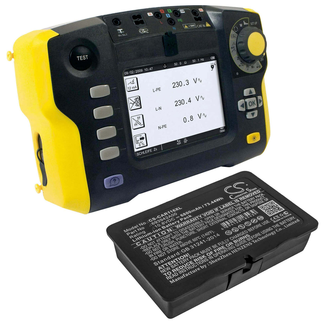 10.8V, Li-ion, 6800mAh, Equipment battery fits Chauvin Arnoux, 693942a00, C.A 6116N, C.a 6117, 73.44Wh Equipment, Survey, Test Cameron Sino Technology Limited
