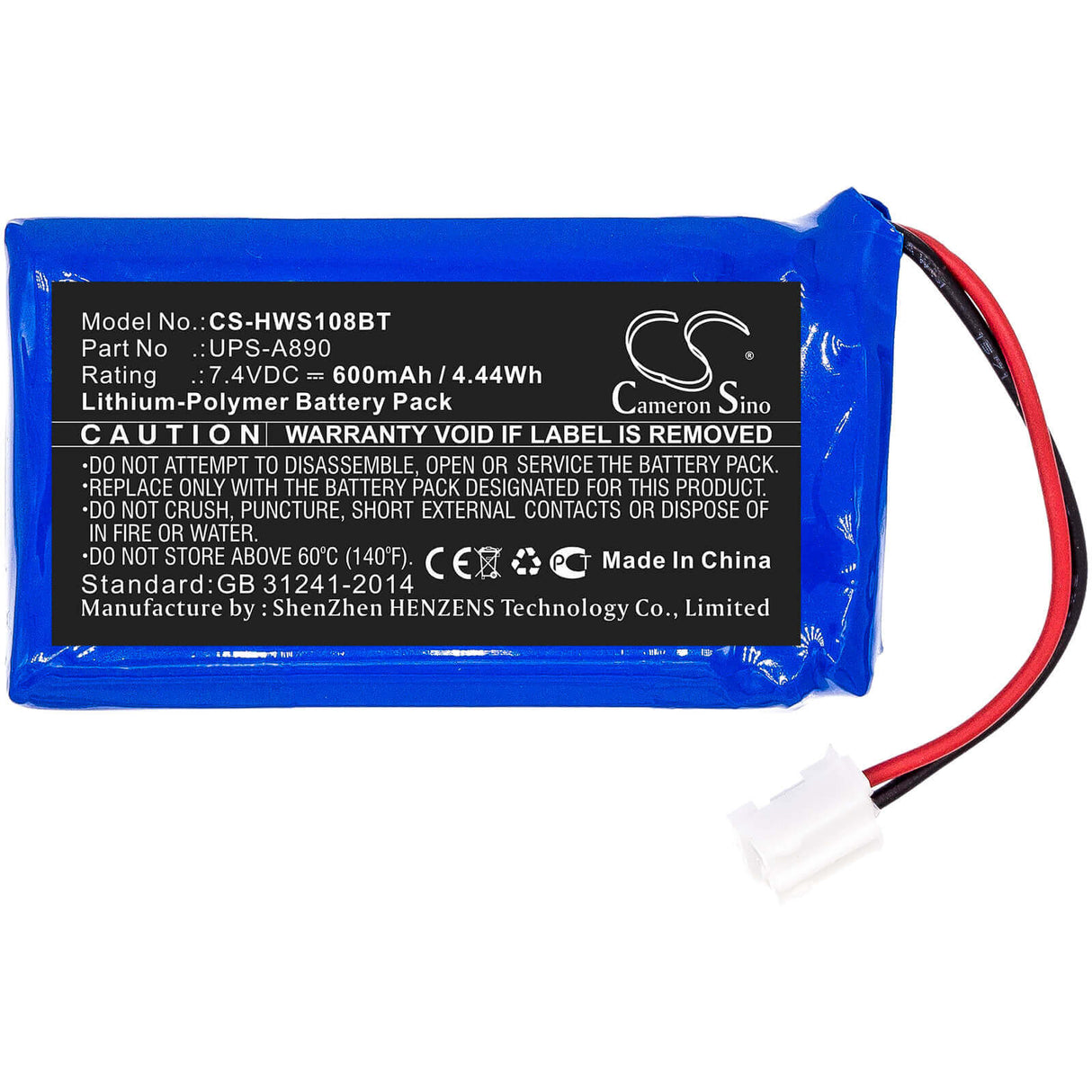 Alarm Battery For Chuango, Ws-108 7.4v, 600mah - 4.44wh Alarm System Cameron Sino Technology Limited