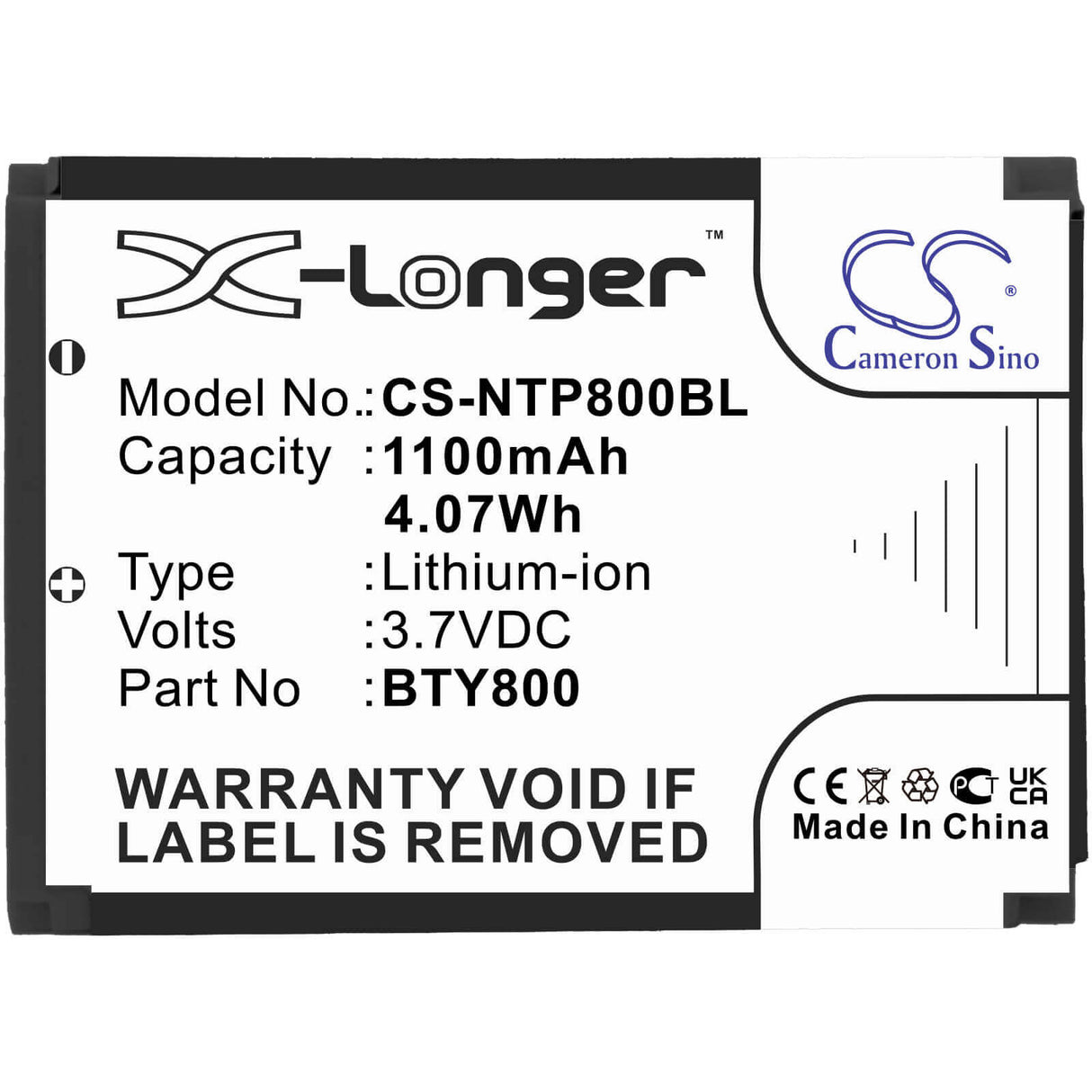 Barcode Scanner Battery For Cipher Lab 8200 3.7v, 1100mah - 4.81wh Barcode Scanner Cameron Sino Technology Limited