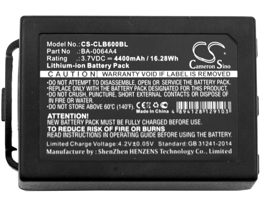 Barcode Scanner Battery For Cipherlab, Cp60, Cp60g 3.7v, 4400mah - 16.28wh Barcode Scanner Cameron Sino Technology Limited
