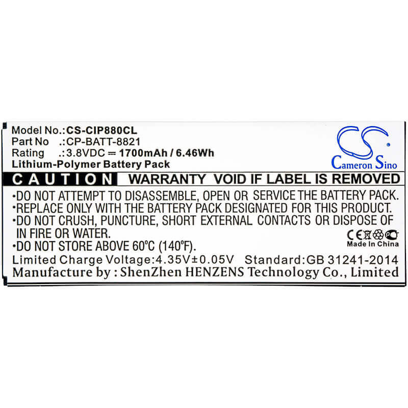 3,8V, Li-Polymer, 1700mAh, batterie de téléphone sans fil compatible avec Cisco, 74-102376-01, 8800, 6,46Wh Téléphone sans fil Cameron Sino Technology Limited (Téléphone sans fil)