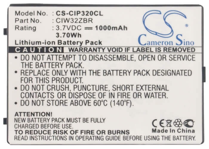 3,7V, Li-ion, 1000mAh, batterie de téléphone sans fil compatible avec Cisco, Ciw32zbr, Linksys Wip300, Wip320, 3,7Wh Téléphone sans fil Cameron Sino Technology Limited (Téléphone sans fil)