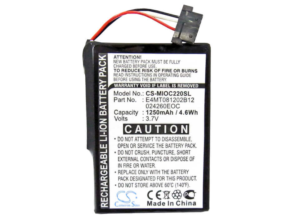 3,7V, Li-ion, 1250mAh, batterie GPS compatible avec Pioneer, Mitac, Clarion, Medion, Bplp1200 11-b0001mx, Map 770, Map770, 4,63Wh GPS, Navigator Cameron Sino Technology Limited