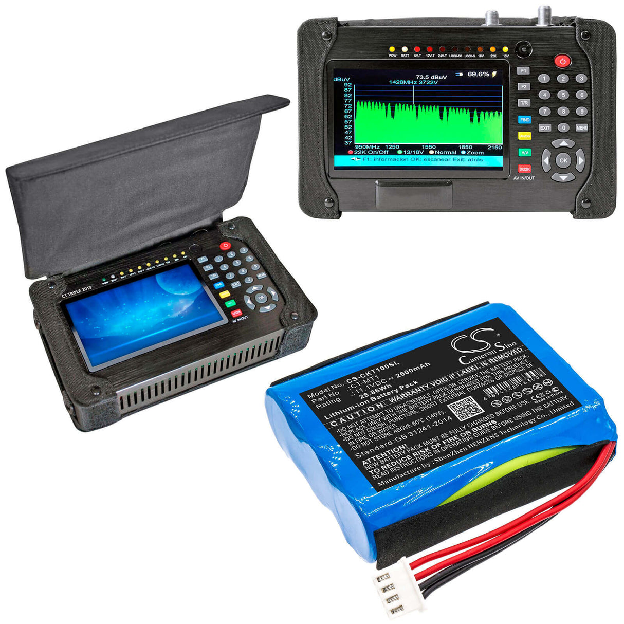 11.1V, Li-ion, 2600mAh, Equipment battery fits Tecatel, Clarke-tech, Ct-mt1, CT Triple, 28.86Wh Equipment, Survey, Test Cameron Sino Technology Limited