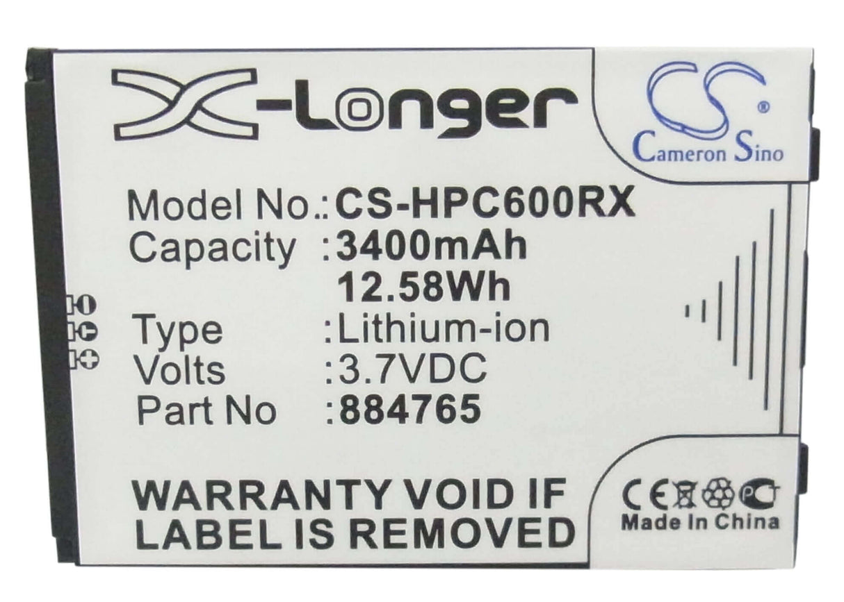 3.7V, Li-ion, 3400mAh, Hotspot battery fits Clear, 884765, Imw-c600w, Imw-c610w, 12.58Wh Hotspot Cameron Sino Technology Limited