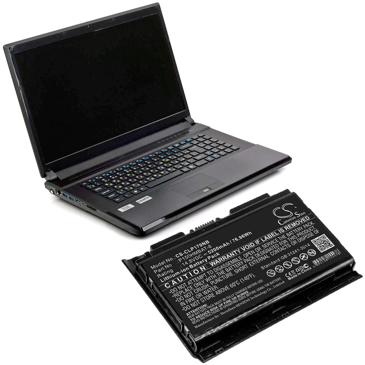 Battery For Clevo, Nexoc G505, P170hmx, Hasee 14.8v, 5200mah - 76.96wh Notebook, Laptop Cameron Sino Technology Limited
