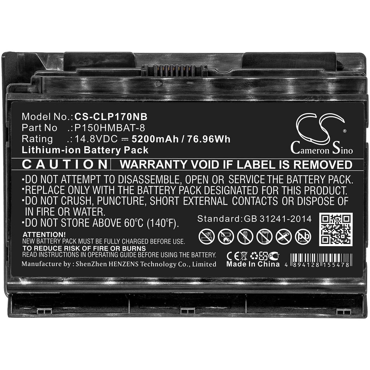 Battery For Clevo, Nexoc G505, P170hmx, Hasee 14.8v, 5200mah - 76.96wh Notebook, Laptop Cameron Sino Technology Limited