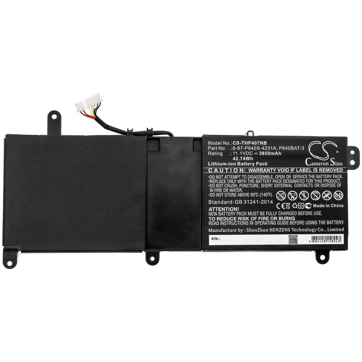 Battery For Clevo, P640hj, P640hk1, P640re 11.1v, 3850mah - 42.74wh Notebook, Laptop Cameron Sino Technology Limited