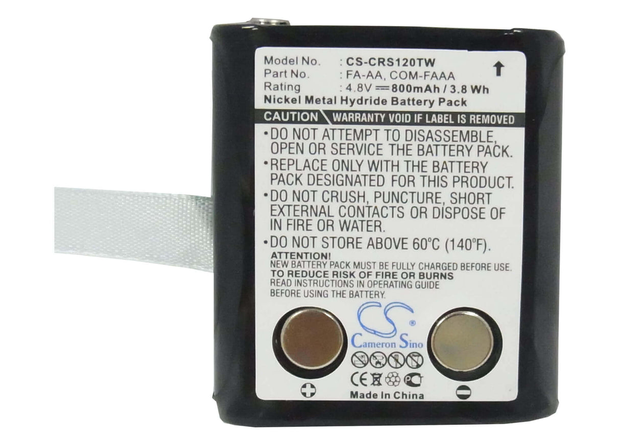 4.8V, Ni-MH, 800mAh, Two-Way Radio battery fits Cobra, Com-faaa, Frs117, Frs120, 3.84Wh Two-Way Radio Cameron Sino Technology Limited