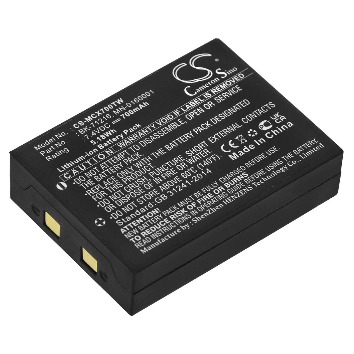 Two-Way Radio Battery For Cobra Li3900, Li3950, Li4900 7.4v, 700mah - 5.18wh Two-Way Radio Cameron Sino Technology Limited