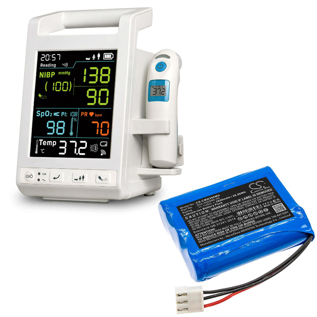 11.1V, Li-ion, 2600mAh, Batterie médicale compatible avec Comen, 022-000066-00, Ecg Cm300, Nc3, 28.86Wh Médical Cameron Sino Technology Limited (Médical)