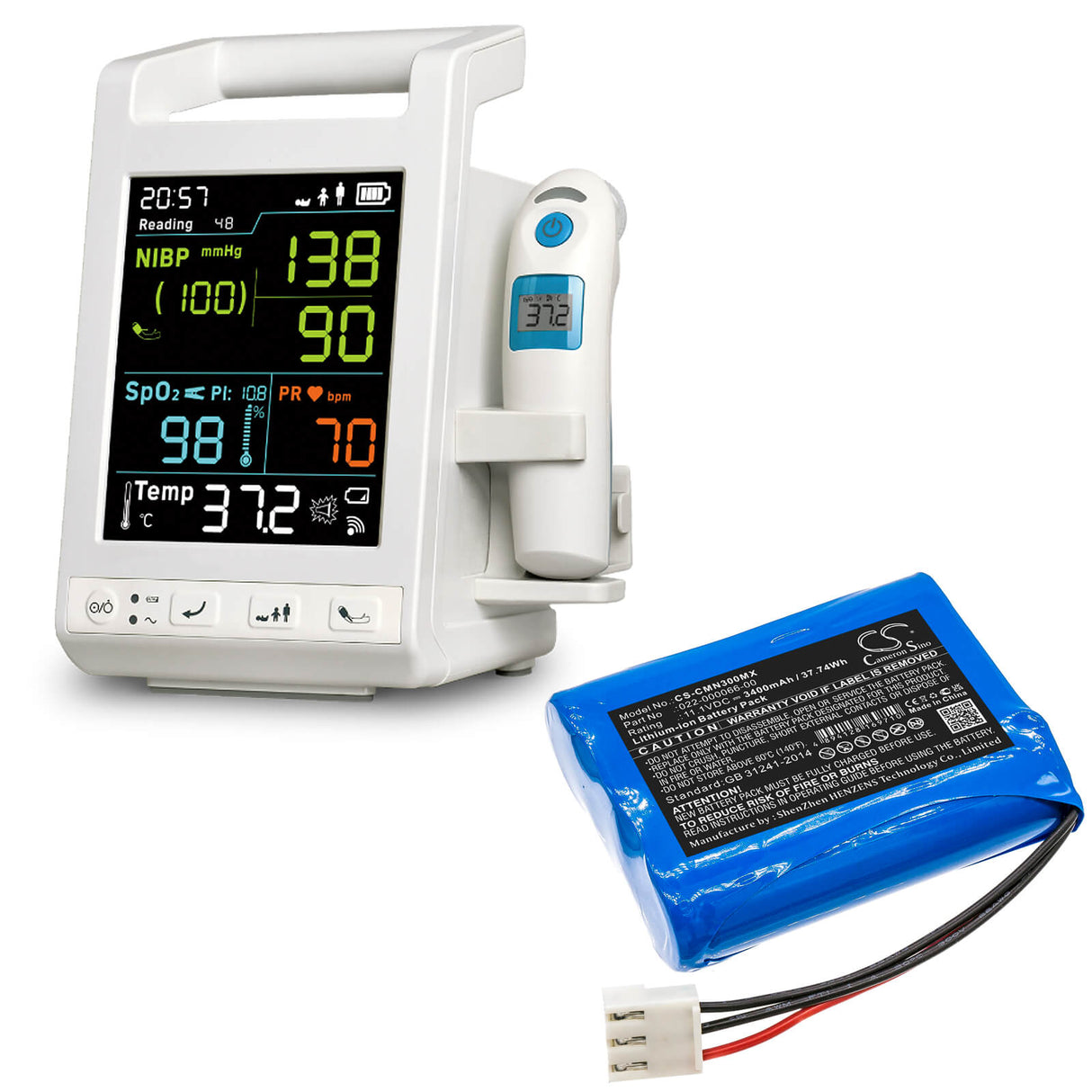 11.1V, Li-ion, 3400mAh, Medical battery fits Comen, 022-000066-00, Ecg Cm300, Nc3, 37.74Wh Medical Cameron Sino Technology Limited (Medical)