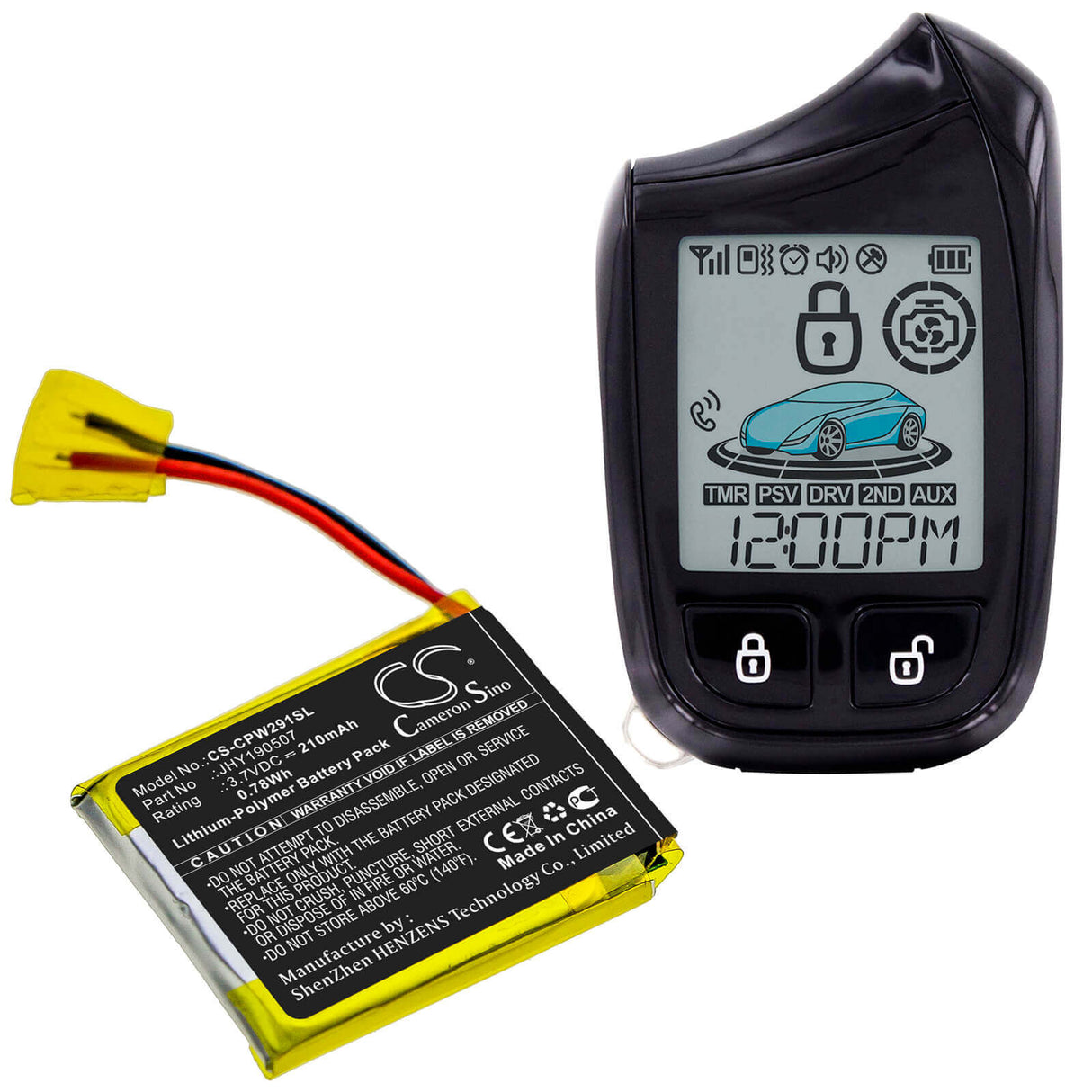 Remote Start Battery For Compustar, 2w901r-ss 3.7v, 210mah - 0.96wh Remote Start and Entry Systems Cameron Sino Technology Limited