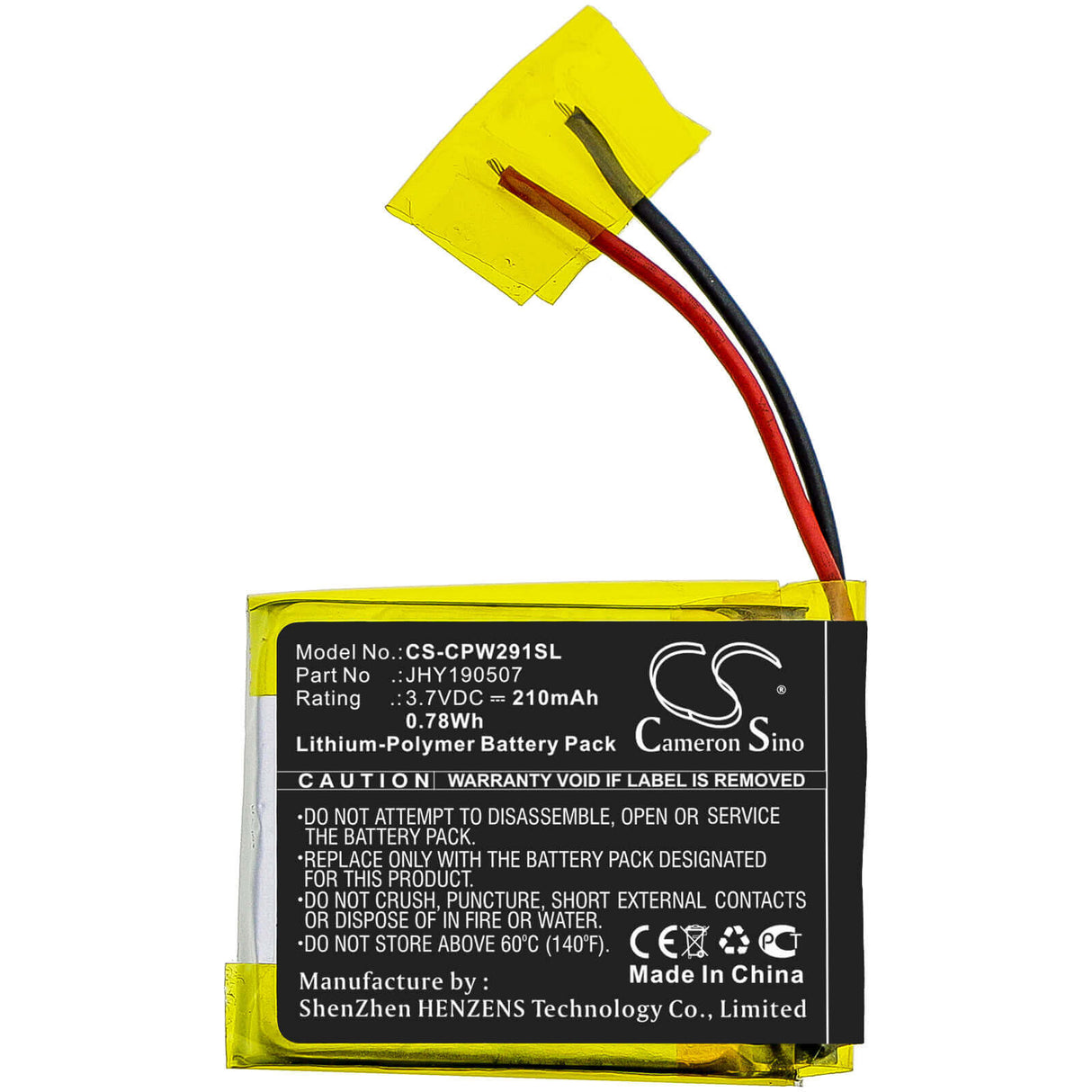 Remote Start Battery For Compustar, 2w901r-ss 3.7v, 210mah - 0.96wh Remote Start and Entry Systems Cameron Sino Technology Limited