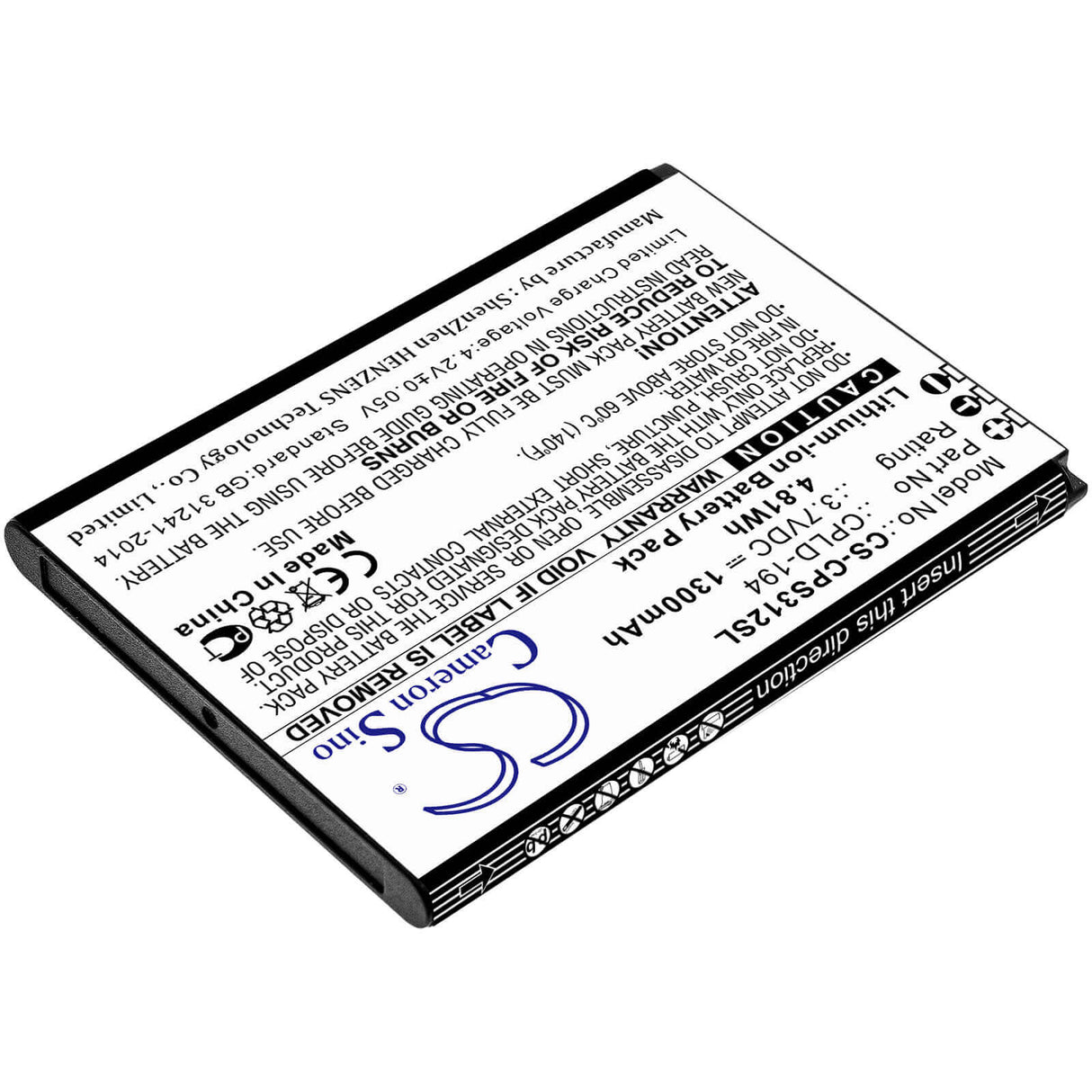 3.7V, Li-ion, 1300mAh, SmartPhone battery fits Coolpad, Cpld-194, 3312a, Snap, 4.81Wh Mobile, SmartPhone Cameron Sino Technology Limited (Smartphone)