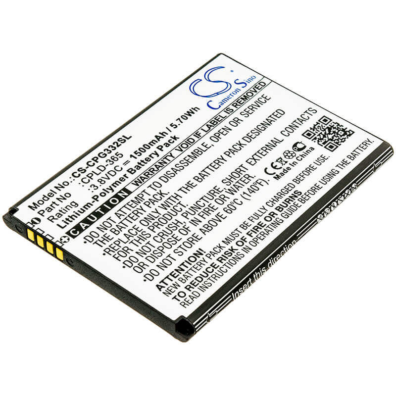 3.8V, Li-Polymer, 1500mAh, SmartPhone battery fits Coolpad, T-mobile, Cpld-365, 3320a, Rogue 4g, 5.7Wh Mobile, SmartPhone Cameron Sino Technology Limited (Smartphone)