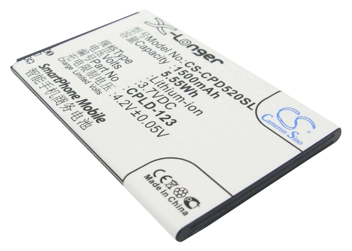 3.7V, Li-ion, 1500mAh, SmartPhone battery fits Coolpad, Cpld-123, 5200, 5.55Wh Mobile, SmartPhone Cameron Sino Technology Limited (Suspended)