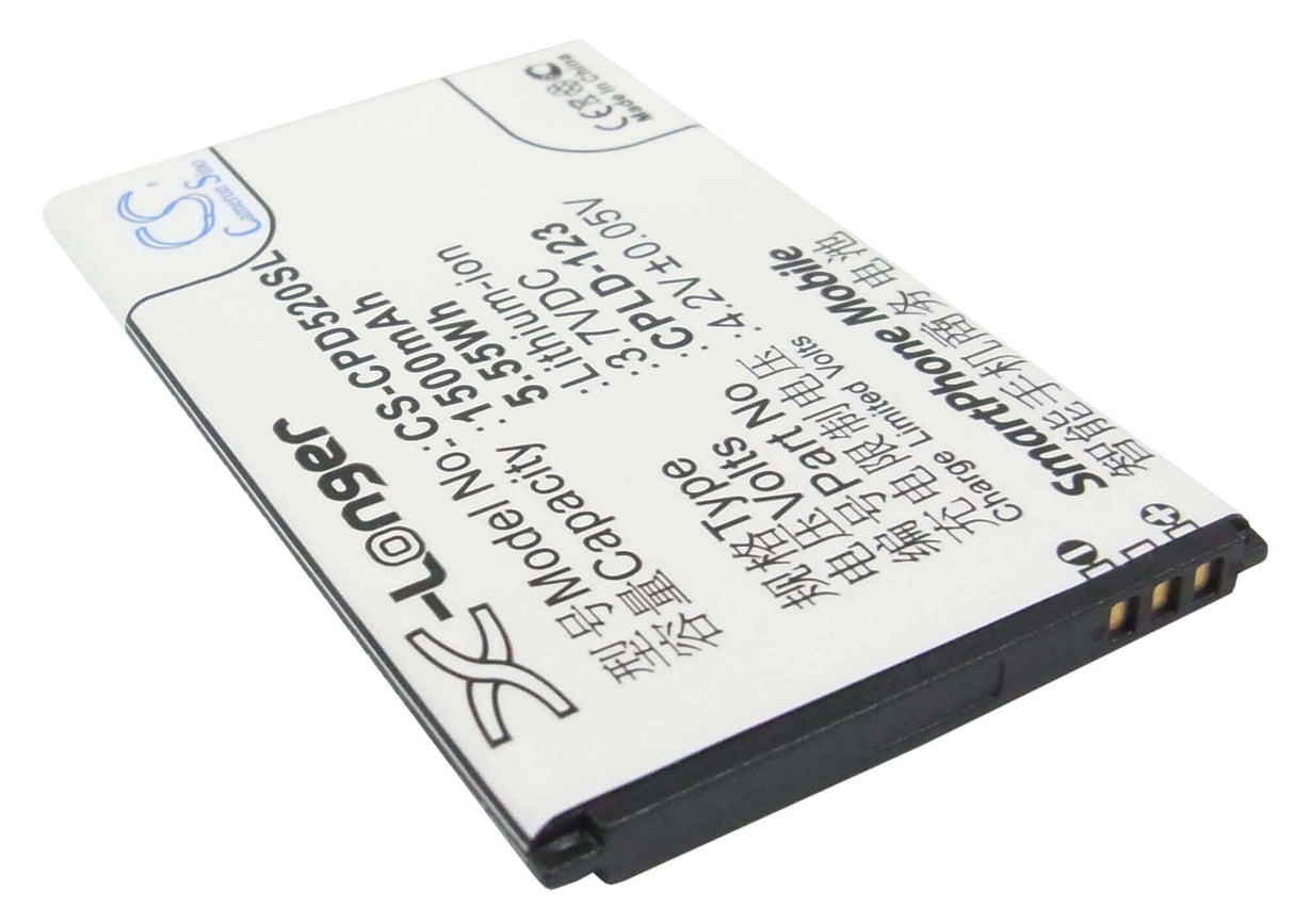 3.7V, Li-ion, 1500mAh, SmartPhone battery fits Coolpad, Cpld-123, 5200, 5.55Wh Mobile, SmartPhone Cameron Sino Technology Limited (Suspended)
