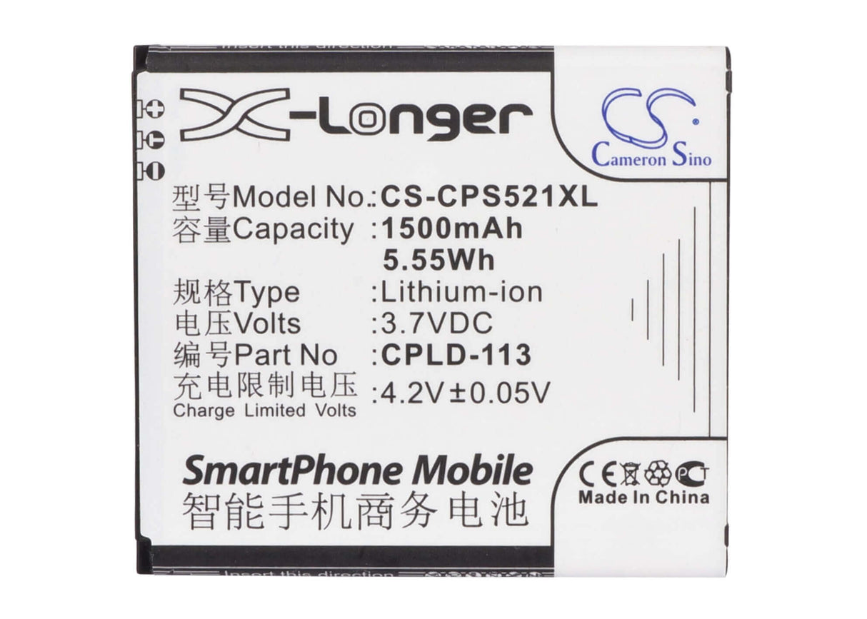 3.7V, Li-ion, 1500mAh, batterie de smartphone compatible avec Coolpad, Cpld-113, 5218d, 5218s, 5.55Wh Mobile, Smartphone Cameron Sino Technology Limited (Smartphone)