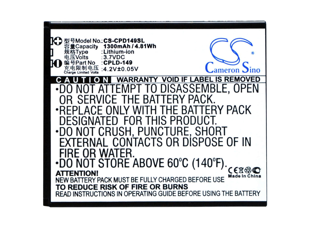 3.7V, Li-ion, 1300mAh, SmartPhone battery fits Coolpad, Cpld-149, 5261, 4.81Wh Mobile, SmartPhone Cameron Sino Technology Limited (Suspended)