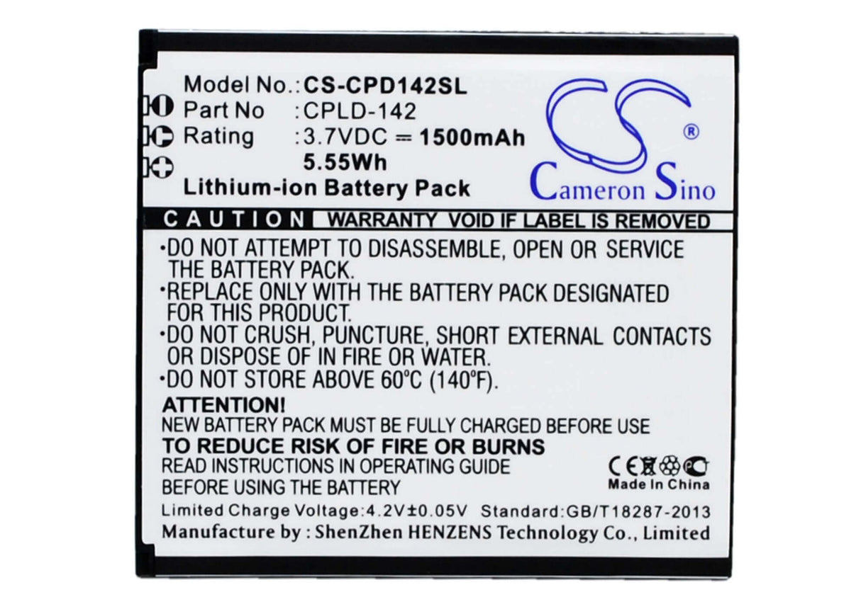 3.7V, Li-ion, 1500mAh, SmartPhone battery fits Coolpad, Cpld-142, 5313s, 5.55Wh Mobile, SmartPhone Cameron Sino Technology Limited (Suspended)