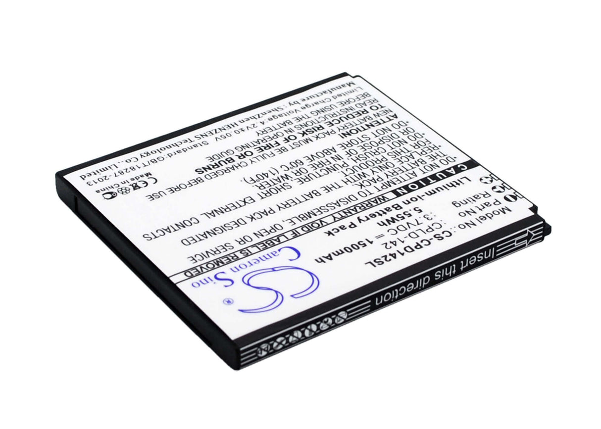 3.7V, Li-ion, 1500mAh, SmartPhone battery fits Coolpad, Cpld-142, 5313s, 5.55Wh Mobile, SmartPhone Cameron Sino Technology Limited (Suspended)