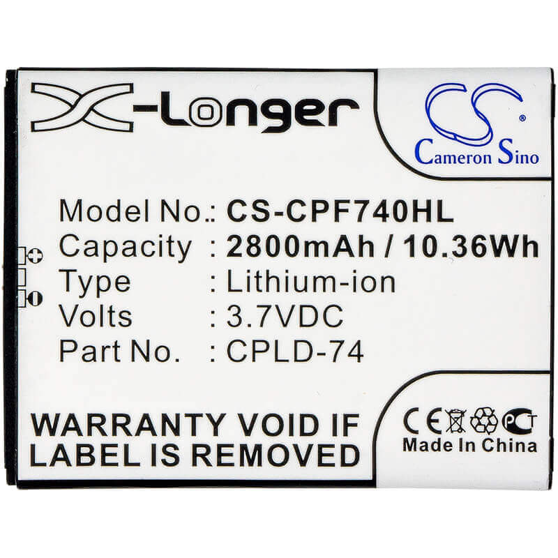 3,7V, Li-ion, 2800mAh, batterie de smartphone compatible avec Coolpad, Metropcs, Cpld-74, 5860, 5860e, 10,36Wh Mobile, Smartphone Cameron Sino Technology Limited (Smartphone)