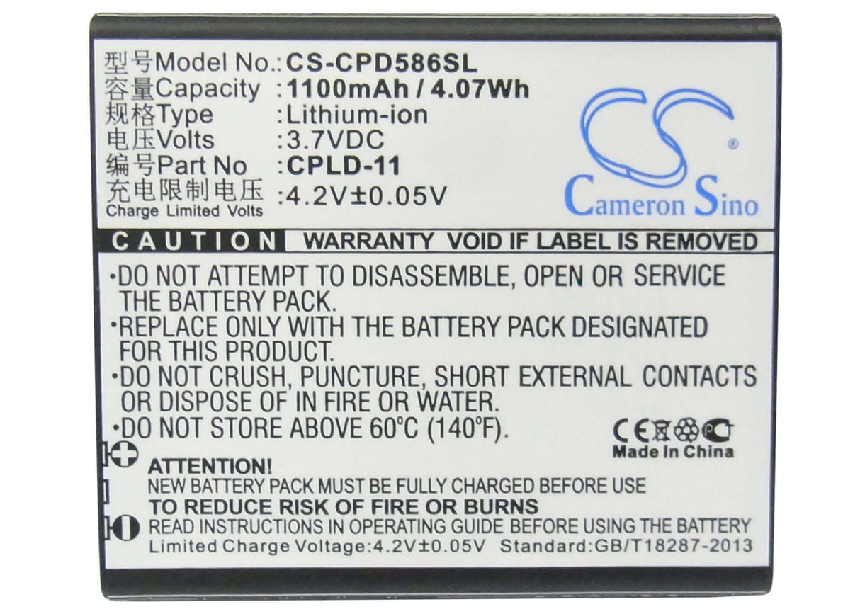 3.7V, Li-ion, 1100mAh, SmartPhone battery fits Coolpad, Cpld-11, 5860s, 5910, 4.07Wh Mobile, SmartPhone Cameron Sino Technology Limited (Suspended)