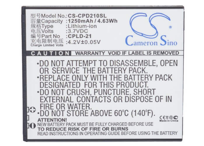 Battery For Coolpad 5876, 5890, 7260s 3.7v, 1250mah - 4.63wh Batteries for Electronics Cameron Sino Technology Limited (Suspended)