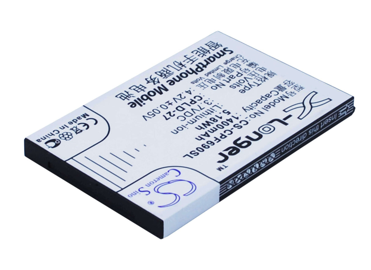 3,7V, Li-ion, 1400mAh, batterie de smartphone compatible avec Coolpad, Cpld-27, 6168, 6168h, 5.18Wh Mobile, smartphone Cameron Sino Technology Limited (Smartphone)