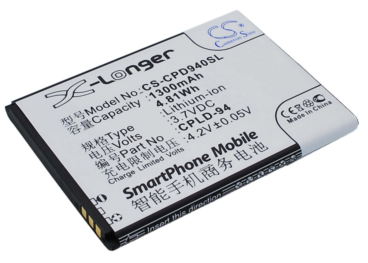 3.7V, Li-ion, 1300mAh, SmartPhone battery fits Coolpad, Cpld-94, 5210s, 7011, 4.81Wh Mobile, SmartPhone Cameron Sino Technology Limited (Suspended)