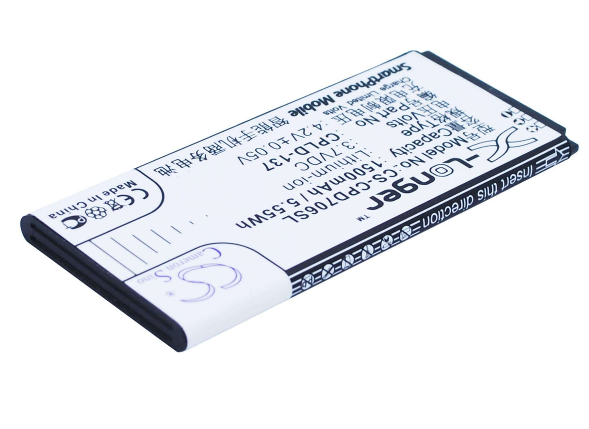 3.7V, Li-ion, 1500mAh, SmartPhone battery fits Coolpad, Cpld-137, 7060s, 5.55Wh Mobile, SmartPhone Cameron Sino Technology Limited (Suspended)