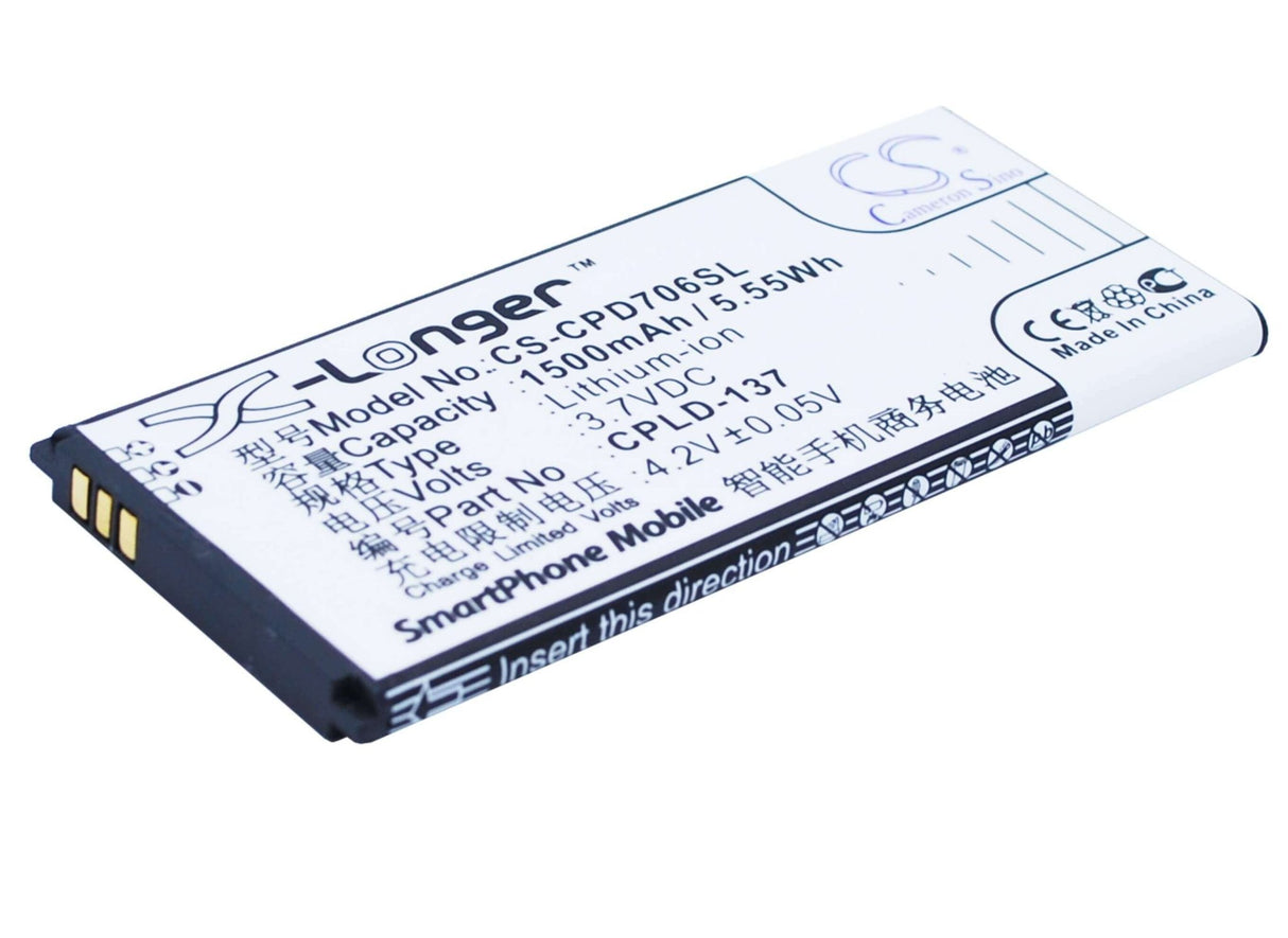 3.7V, Li-ion, 1500mAh, SmartPhone battery fits Coolpad, Cpld-137, 7060s, 5.55Wh Mobile, SmartPhone Cameron Sino Technology Limited (Suspended)