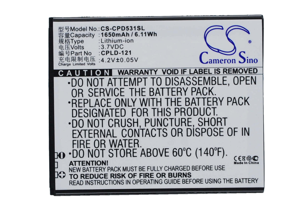 3.7V, Li-ion, 1650mAh, SmartPhone battery fits Coolpad, Cpld-121, 5311, 7251, 6.11Wh Mobile, SmartPhone Cameron Sino Technology Limited (Smartphone)