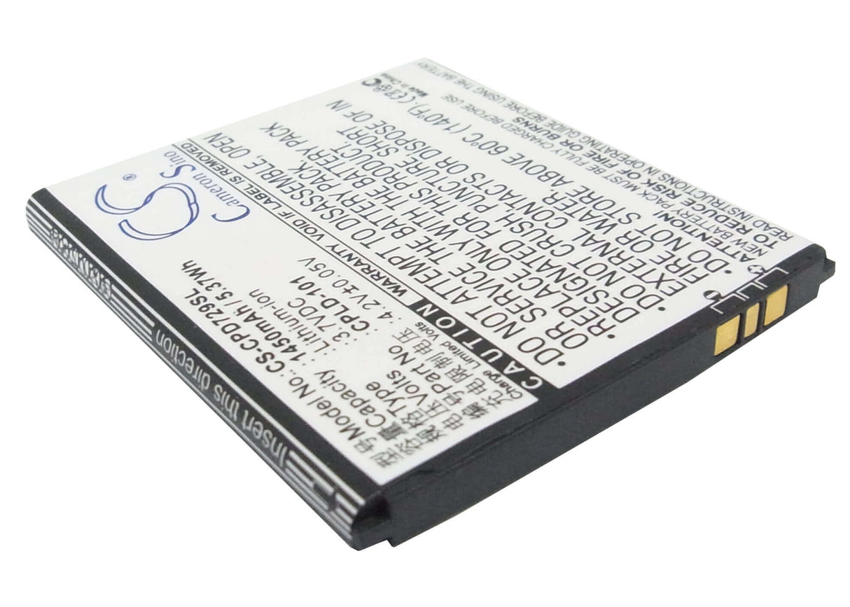 3.7V, Li-ion, 1450mAh, SmartPhone battery fits Coolpad, Cpld-101, 7290, 5.37Wh Mobile, SmartPhone Cameron Sino Technology Limited (Suspended)